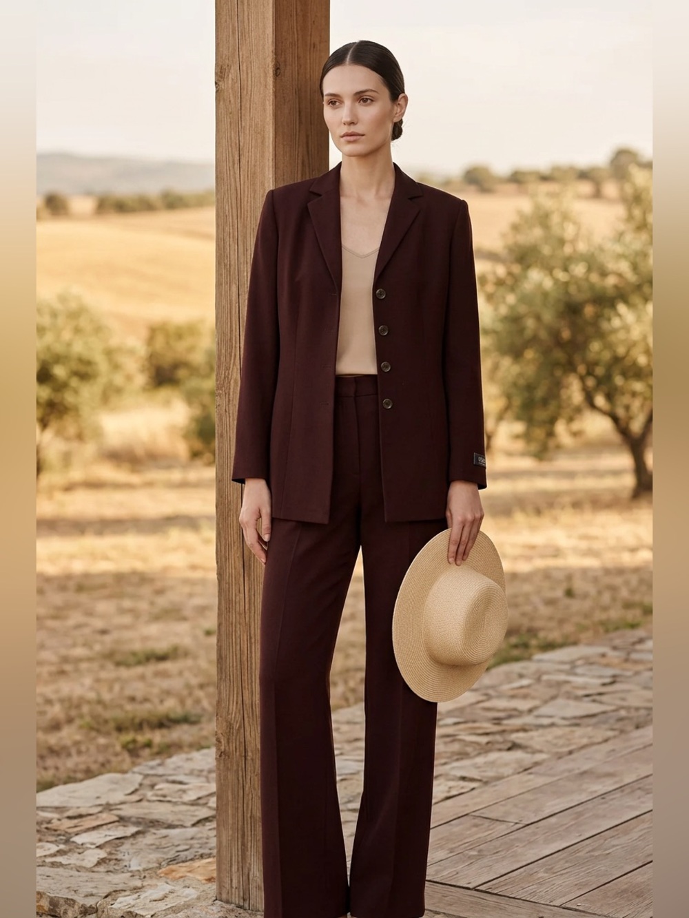 Kasper Women's Brown Single-Breasted Wool Blazer Jacket with Matching Pants 16